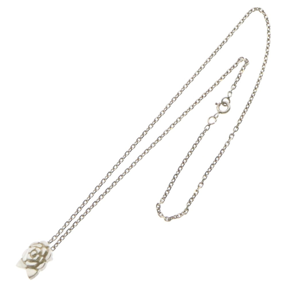 CHANEL(シャネル) カメリア フラワーモチーフ ペンダントトップ チェーンネックレス シルバー レディース