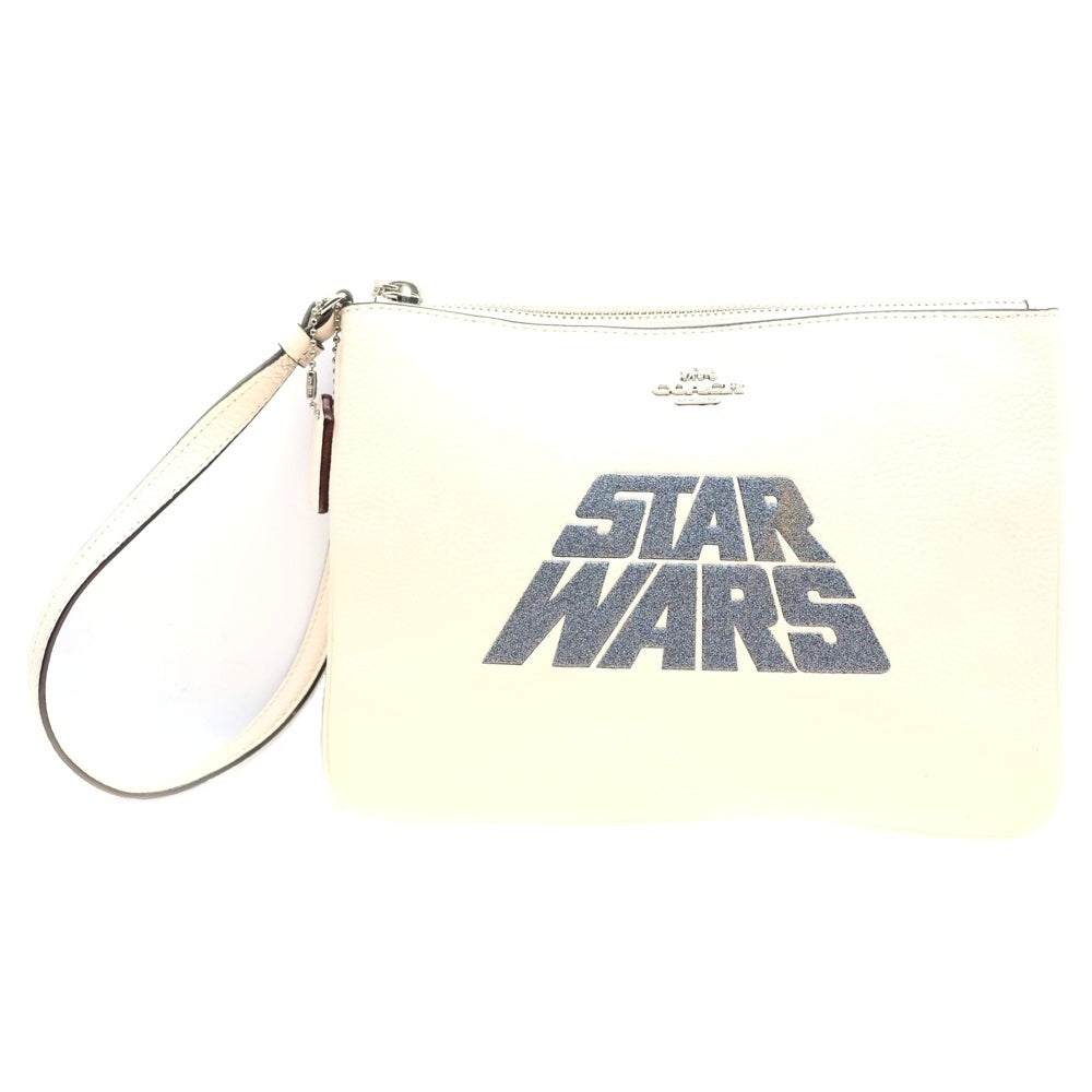 COACH(コーチ) スターウォーズコラボ セカンドバッグ ポーチ ケース ホワイト レザー シルバー金具 F89166