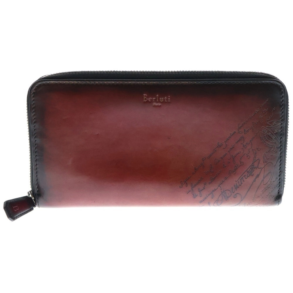 Berluti(ベルルッティ) カリグラフィ ラウンドジップ 長財布 ボルドー レザー ロングウォレット