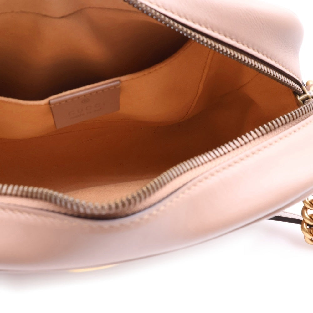 GUCCI(グッチ) GGマーモント スモール チェーンショルダーバッグ 斜め掛けバッグ ピンクベージュ レザー ゴールド金具 447632