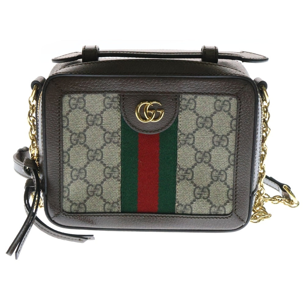GUCCI(グッチ) オフディア GGスプリーム ミニショルダーバッグ PVC×レザー ブラウン 602576