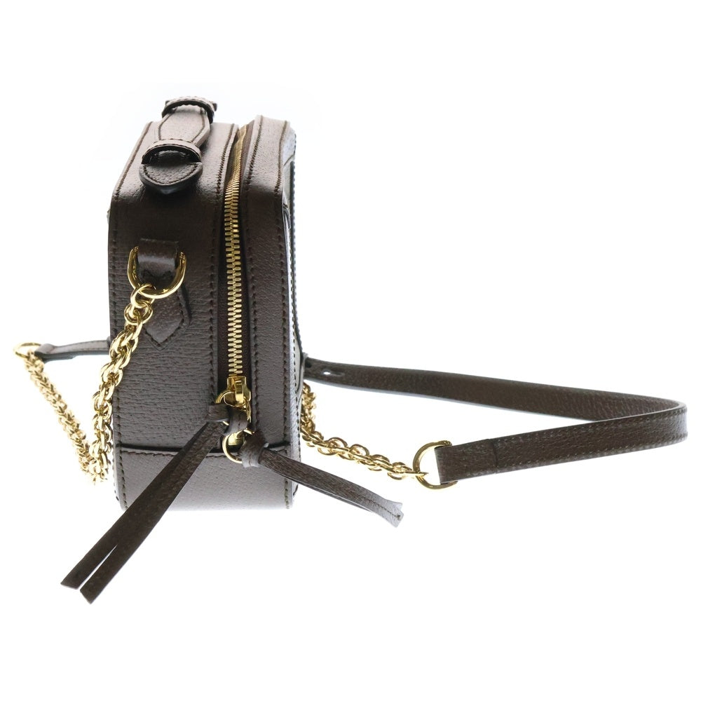 GUCCI(グッチ) オフディア GGスプリーム ミニショルダーバッグ PVC×レザー ブラウン 602576