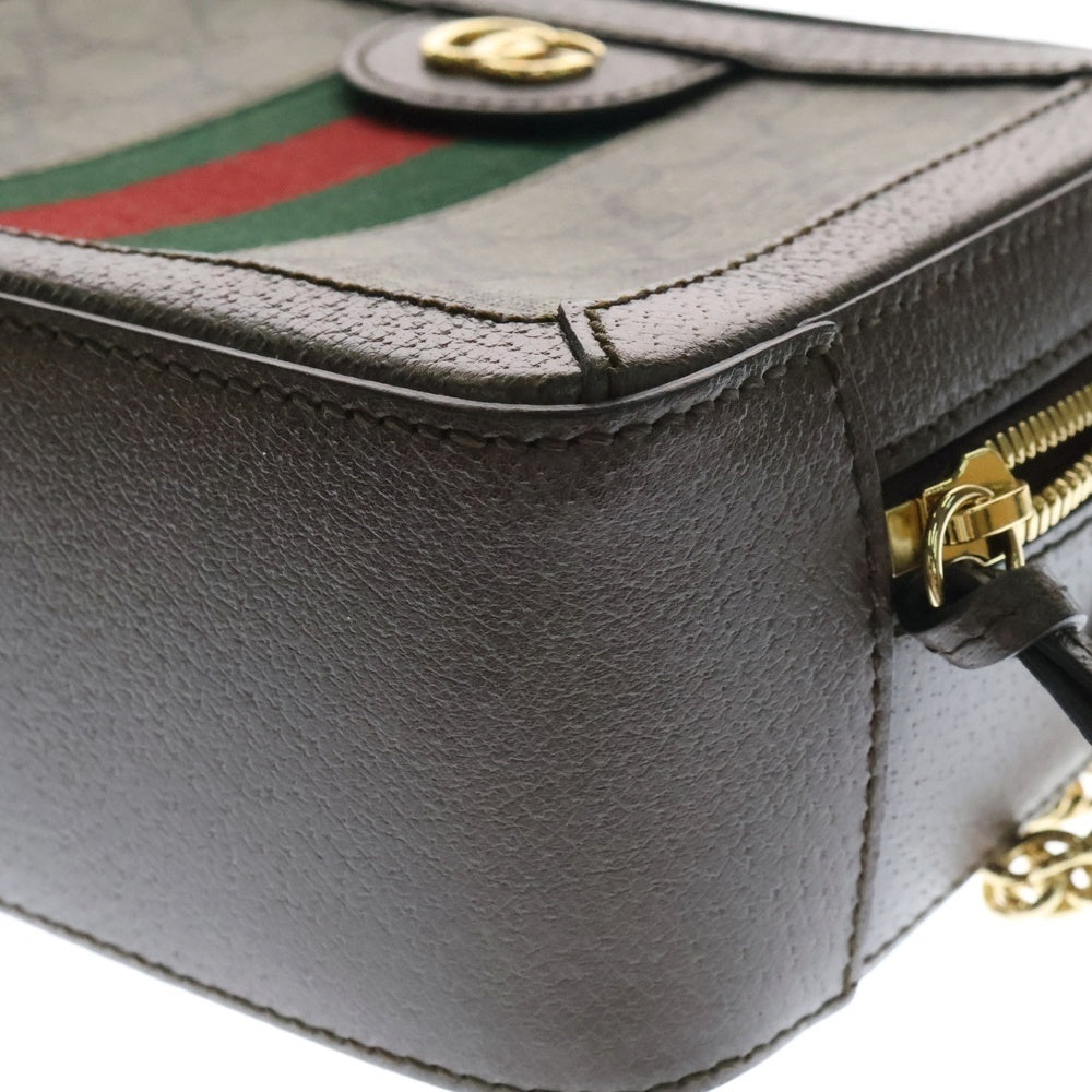 GUCCI(グッチ) オフディア GGスプリーム ミニショルダーバッグ PVC×レザー ブラウン 602576