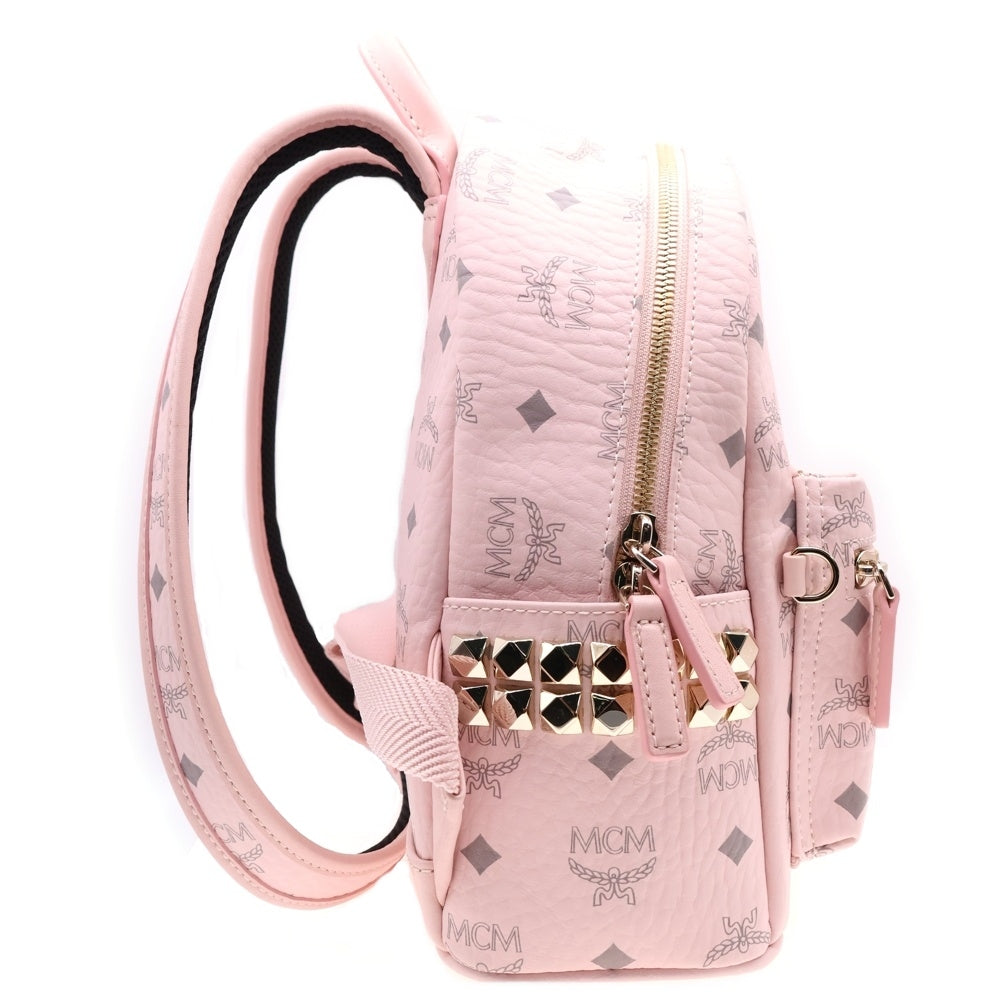 MCM(エム シー エム) × HELLO KITTY STARK BACK PACK MINI ハローキティ スターク レザー バックパック ミニ リュックサック ゴールド金具 ピンク 7844276757
