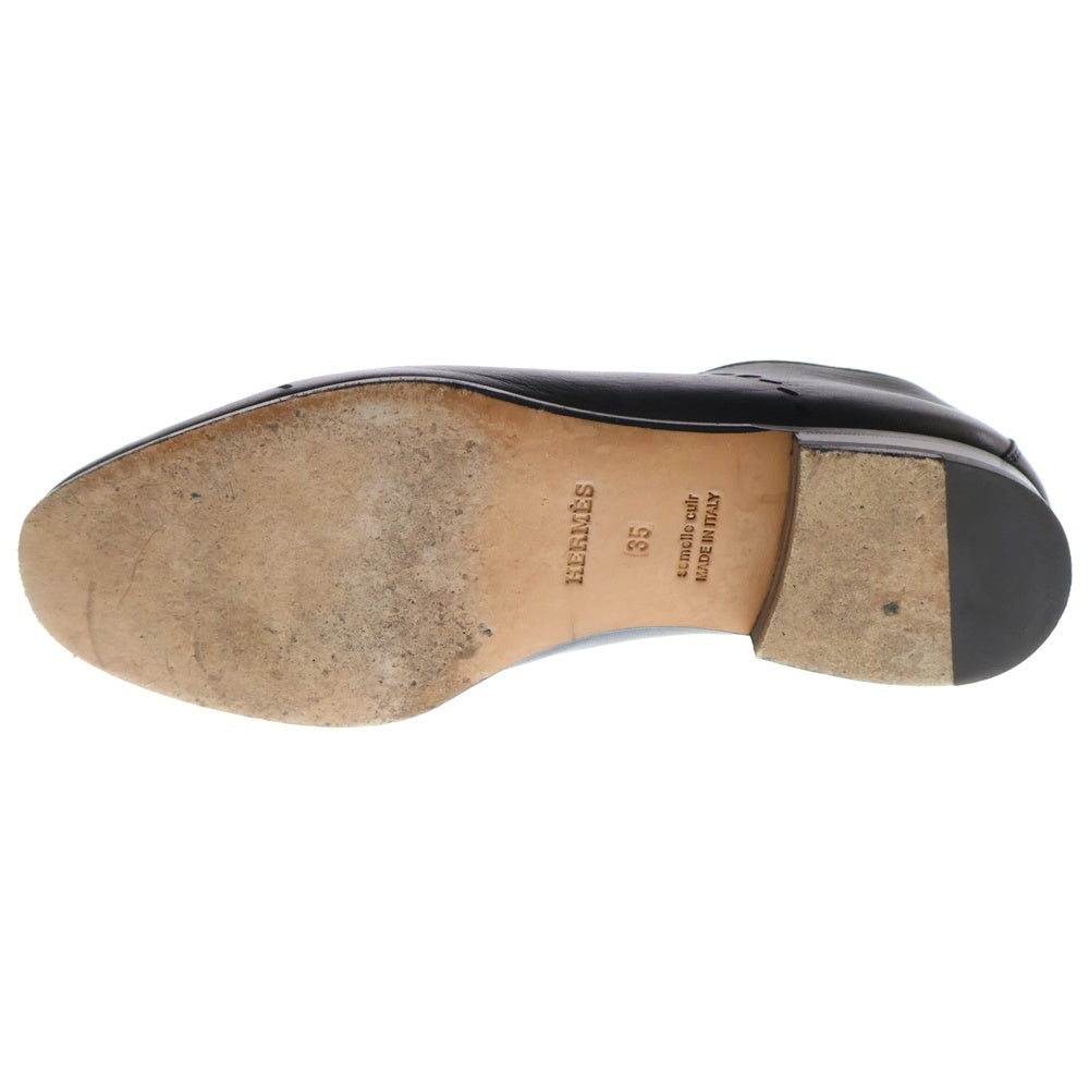 HERMES(エルメス) パンチングレザー レースアップ ローカットシューズ ブラック レディース