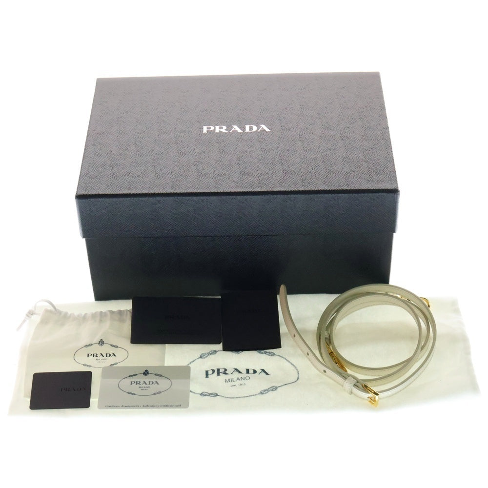 PRADA(プラダ) ガレリア サフィアーノ スモール 2wayハンドバッグ ショルダーバッグ ホワイト レザー 1BA896