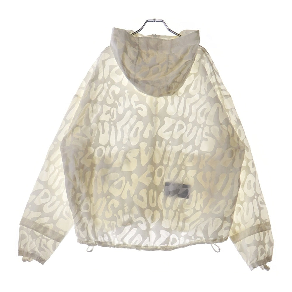 LOUIS VUITTON(ルイヴィトン) 23SS ナイロン コットン ロゴ総柄 パッカブル ライト ジップアップ フーデッドジャケット パーカー ホワイト RM231M TC1 HOB01W