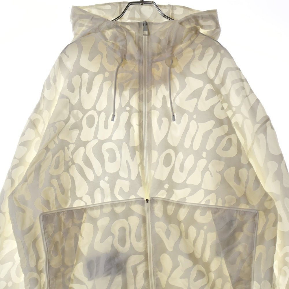 LOUIS VUITTON(ルイヴィトン) 23SS ナイロン コットン ロゴ総柄 パッカブル ライト ジップアップ フーデッドジャケット パーカー ホワイト RM231M TC1 HOB01W