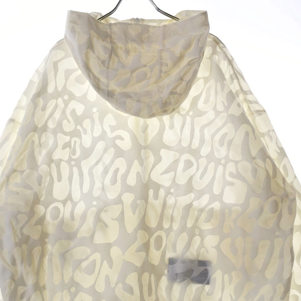 LOUIS VUITTON(ルイヴィトン) 23SS ナイロン コットン ロゴ総柄 パッカブル ライト ジップアップ フーデッドジャケット パーカー ホワイト RM231M TC1 HOB01W