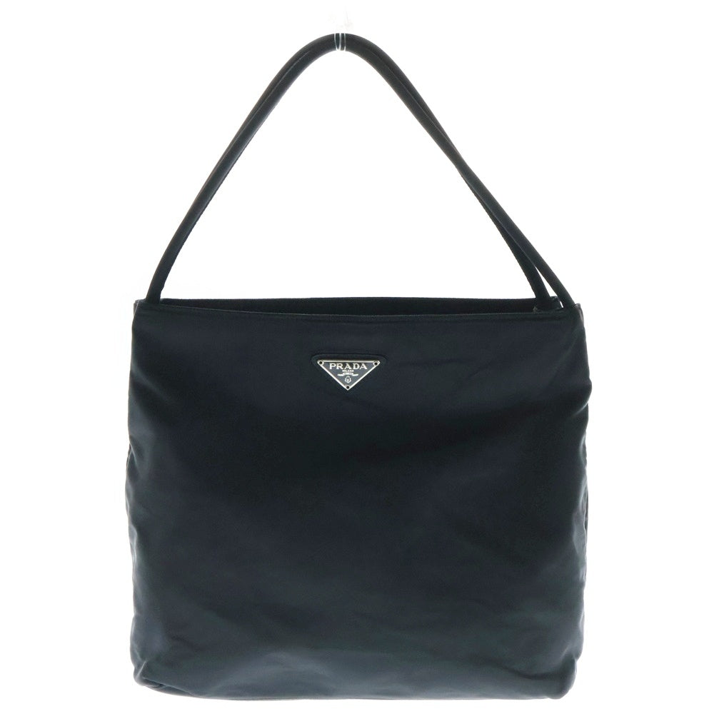 PRADA(プラダ) トライアングルロゴ ハンドバッグ ミニトートバッグ シルバー金具 ブラック ナイロン