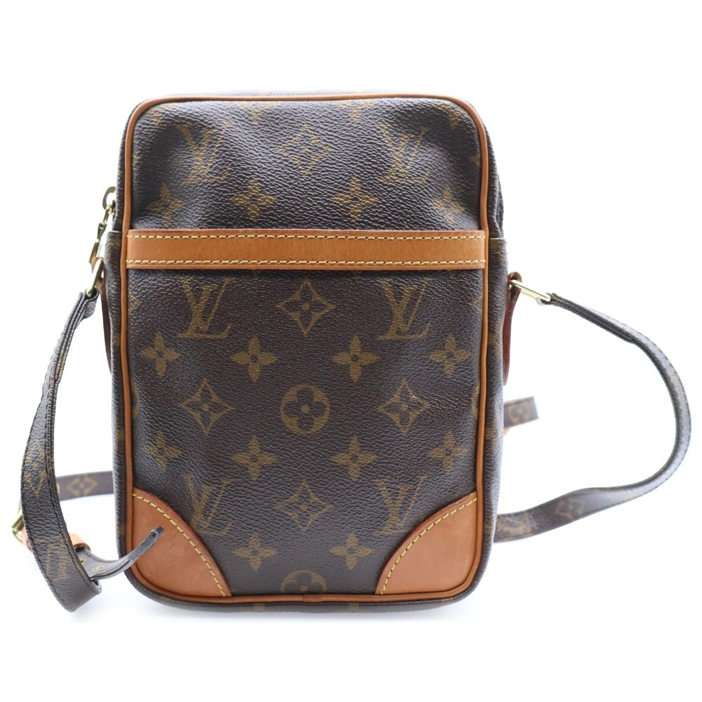 LOUIS VUITTON(ルイヴィトン) モノグラム ダヌーブ レザーショルダーバッグ ブラウン ゴールド金具 M45266
