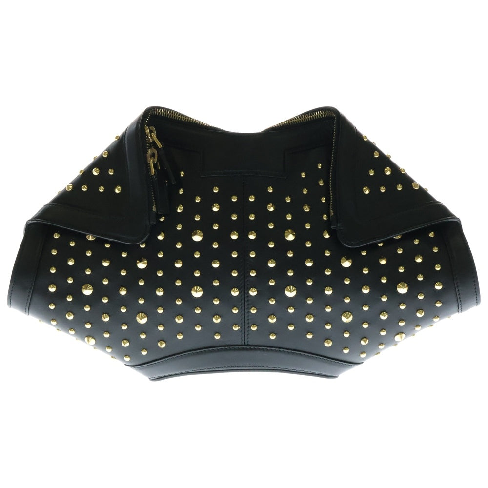 Alexander McQueen(アレキサンダーマックイーン) De Manta デ マンタ スパイクスタッズ レザー クラッチバッグ ゴールド金具 ブラック