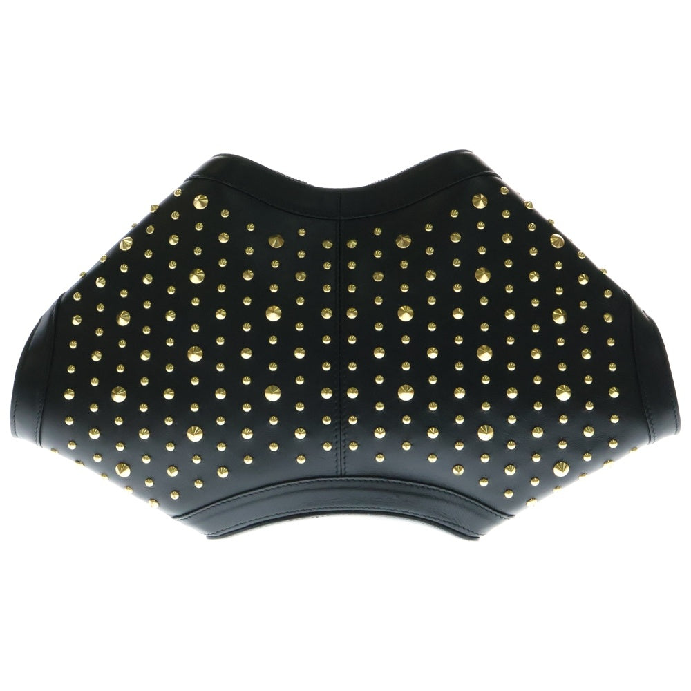 Alexander McQueen(アレキサンダーマックイーン) De Manta デ マンタ スパイクスタッズ レザー クラッチバッグ ゴールド金具 ブラック