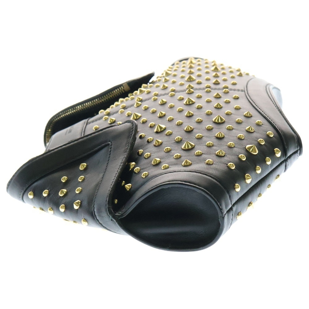 Alexander McQueen(アレキサンダーマックイーン) De Manta デ マンタ スパイクスタッズ レザー クラッチバッグ ゴールド金具 ブラック