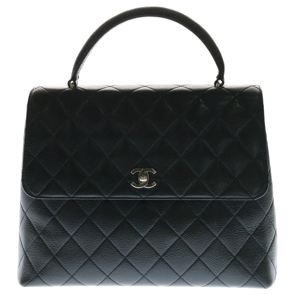 CHANEL(シャネル) マトラッセ ハンドバッグ トートバッグ トップハンドル ブラック キャビアスキン シルバー金具 A12397