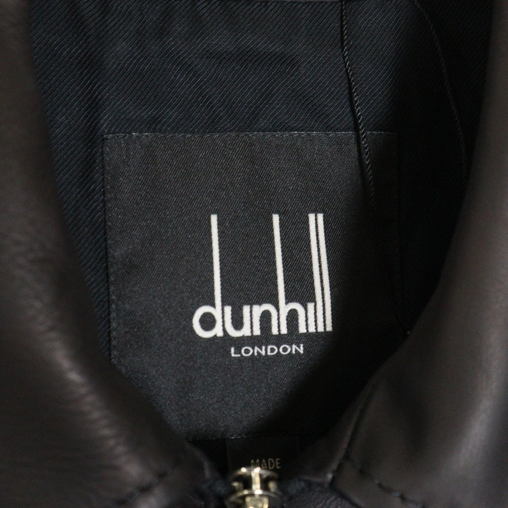 dunhill(ダンヒル) カウレザー ウールリブ ジップアップ ジャケット ブルゾン ブラウン/ブラック