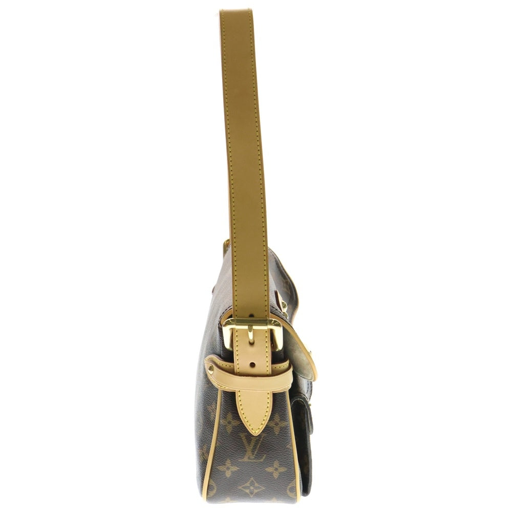 LOUIS VUITTON(ルイヴィトン) モノグラム ハドソンPM ショルダーバッグ ブラウン レザー×PVC ゴールド金具 M40027