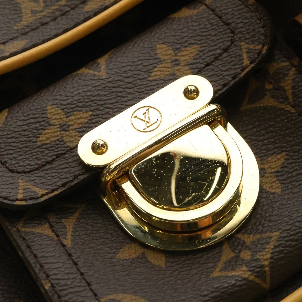 LOUIS VUITTON(ルイヴィトン) モノグラム ハドソンPM ショルダーバッグ ブラウン レザー×PVC ゴールド金具 M40027