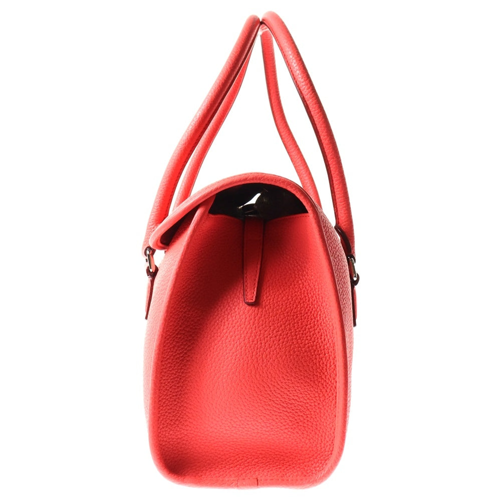 LOEWE(ロエベ) アラモ36 アナグラム バッグ ハンドバッグ ライトレッド オレンジ シルバー金具 レザー