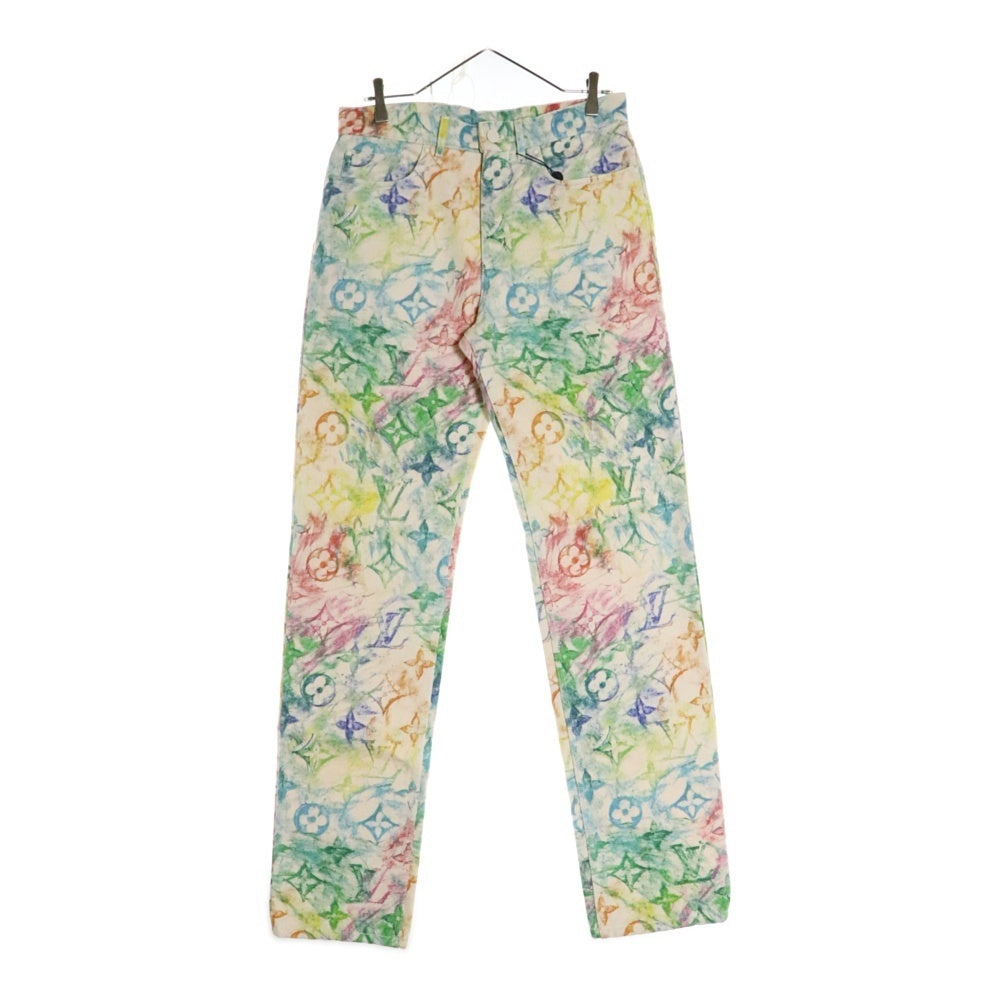 LOUIS VUITTON(ルイヴィトン) 21SS LVパステル ヴァージルアブロー マルチカラーモノグラムプリント ストレートデニムパンツ ジーンズ アイボリー/グリーン RM211M ZOCHKD11W
