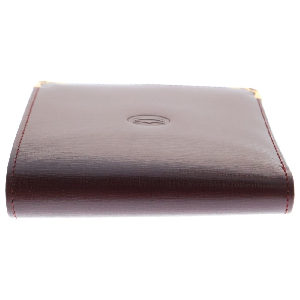 Cartier(カルティエ) マストライン 二つ折り財布 コンパクトウォレット ボルドー レザー