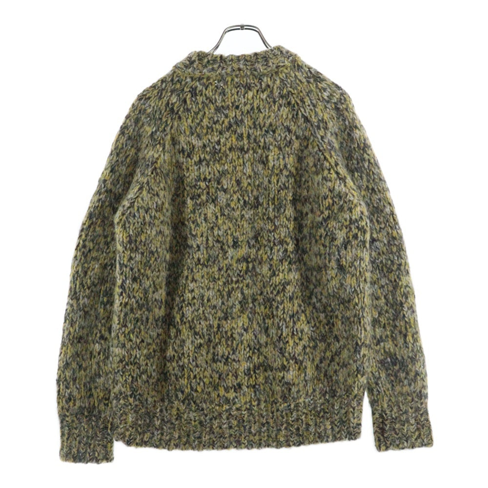 MONCLER(モンクレール) 18AW MAGLIONE TRICOT GIROCOLLO アルパカウール ローゲージ クルーネック 長袖ニット セーター イエロー/グレー D20979031300 999CS