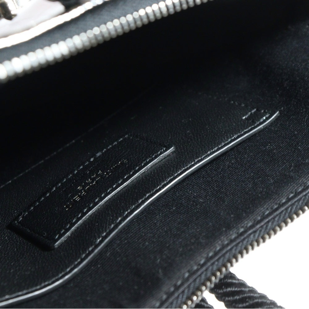 SAINT LAURENT PARIS(サンローランパリ) YSLロゴ ハート フリンジ クラッチバッグ セカンドバッグ ポーチ ブラック シルバー金具 型押し 538445