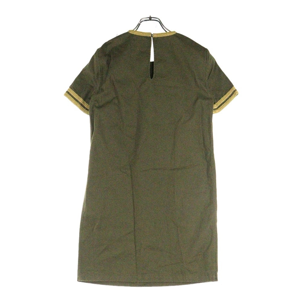 SAINT LAURENT PARIS(サンローランパリ) darlingコード刺繍 ミリタリー クルーネック 半袖 ワンピース カーキ レディース 552406