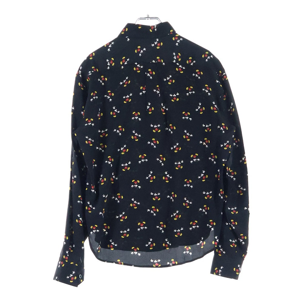 SAINT LAURENT PARIS(サンローランパリ) 18SS ×Disney ディズニー ミッキーマウス プリント 総柄 シルク ロングスリーブ 長袖シャツ ブラック レディース 515299