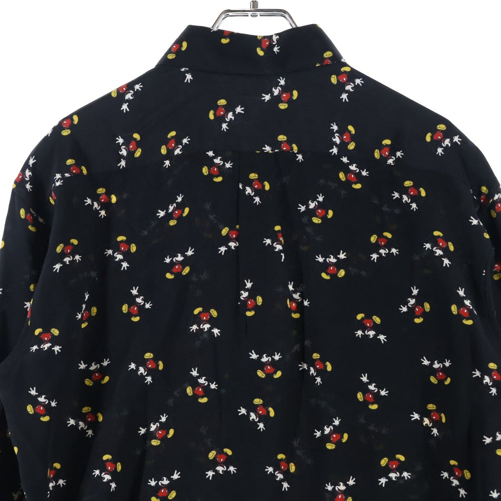 SAINT LAURENT PARIS(サンローランパリ) 18SS ×Disney ディズニー ミッキーマウス プリント 総柄 シルク ロングスリーブ 長袖シャツ ブラック レディース 515299