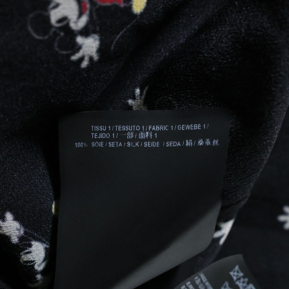 SAINT LAURENT PARIS(サンローランパリ) 18SS ×Disney ディズニー ミッキーマウス プリント 総柄 シルク ロングスリーブ 長袖シャツ ブラック レディース 515299