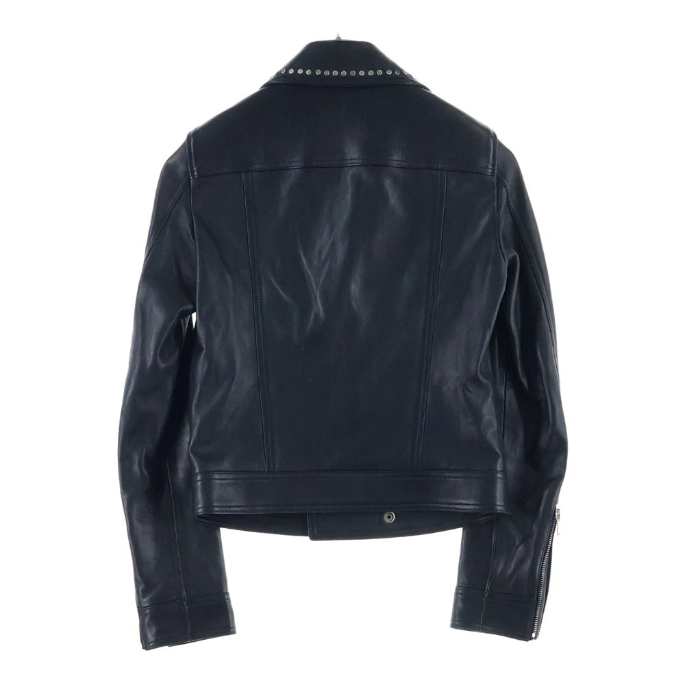 SAINT LAURENT PARIS(サンローランパリ) 18AW マルチピンバッジ スタッズ モーターサイクル ラムスキン レザー ライダースジャケット ブラック レディース 530735