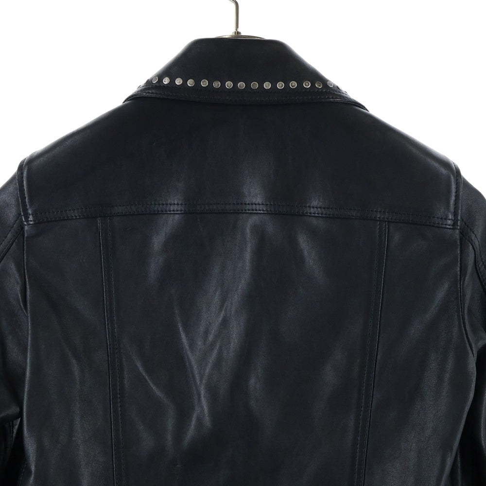 SAINT LAURENT PARIS(サンローランパリ) 18AW マルチピンバッジ スタッズ モーターサイクル ラムスキン レザー ライダースジャケット ブラック レディース 530735