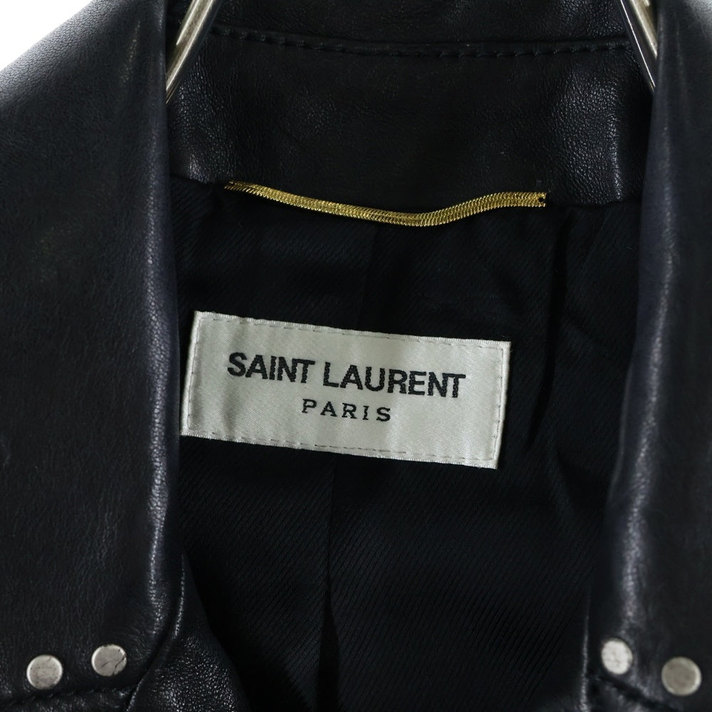 SAINT LAURENT PARIS(サンローランパリ) 18AW マルチピンバッジ スタッズ モーターサイクル ラムスキン レザー ライダースジャケット ブラック レディース 530735