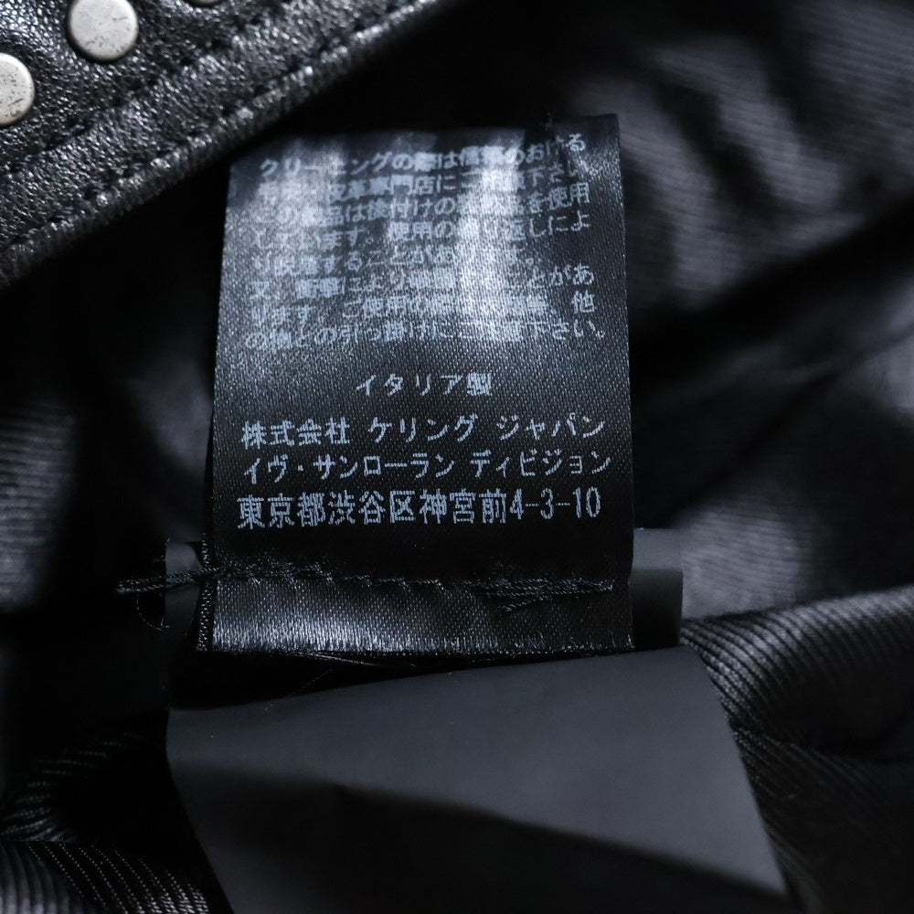 SAINT LAURENT PARIS(サンローランパリ) 18AW マルチピンバッジ スタッズ モーターサイクル ラムスキン レザー ライダースジャケット ブラック レディース 530735