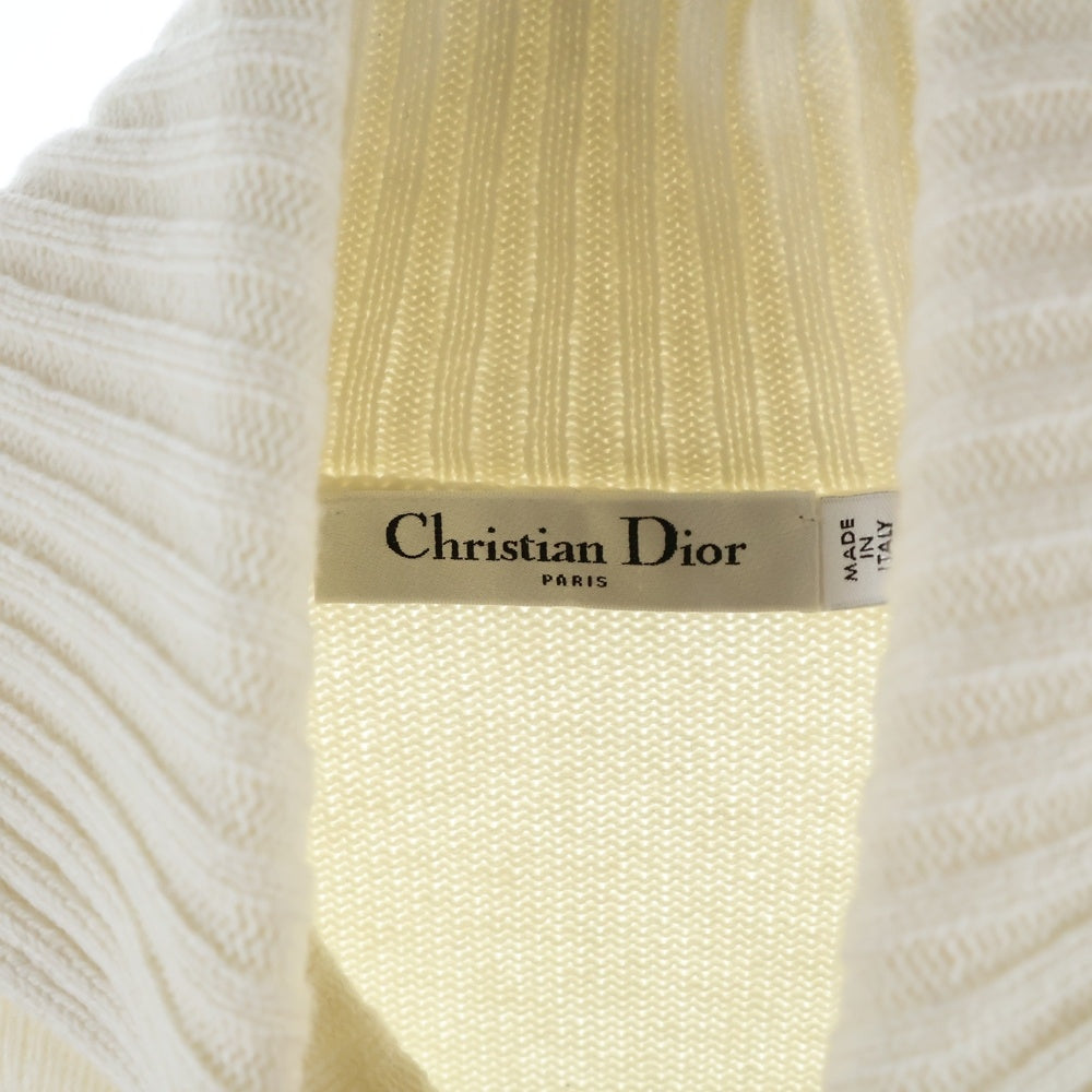 Christian Dior(クリスチャンディオール) スター 星 ロゴ ジャガード カシミヤ混 ウール タートルネック ロングスリーブ 長袖 ニット セーター ホワイト レディース 144S77AM134