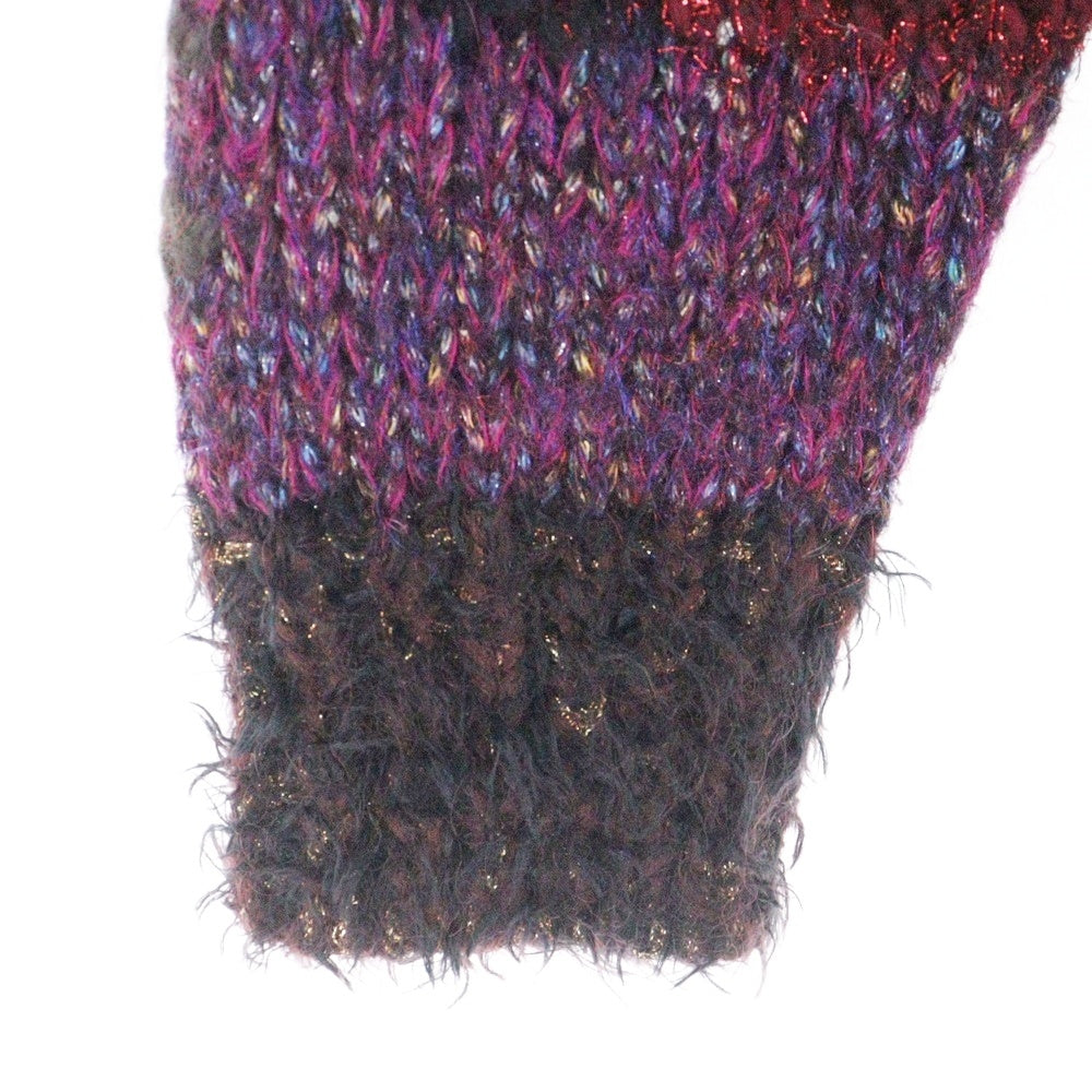 SAINT LAURENT PARIS(サンローランパリ) カモフラ 迷彩総柄 ジャガード ラメ ナイロン混 モヘヤ クルーネック プルオーバー 長袖 ニット セーター ピンク/ブラウン 529719