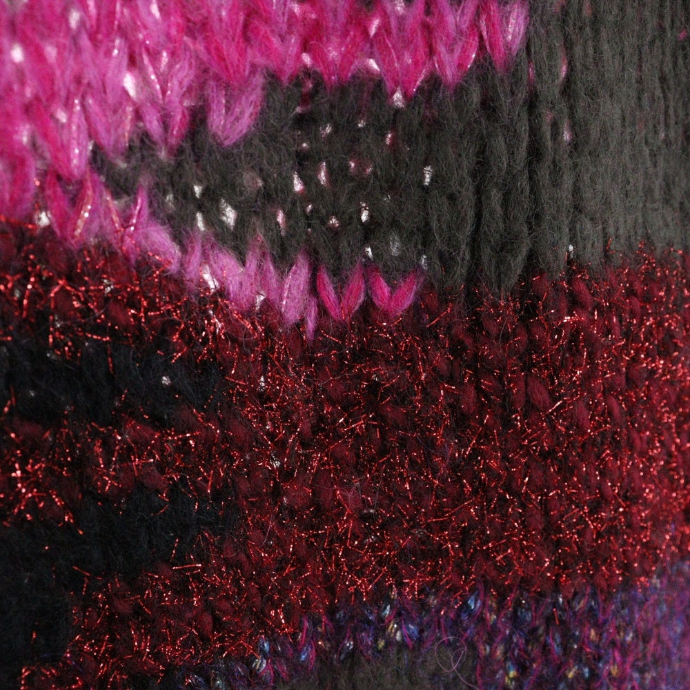 SAINT LAURENT PARIS(サンローランパリ) カモフラ 迷彩総柄 ジャガード ラメ ナイロン混 モヘヤ クルーネック プルオーバー 長袖 ニット セーター ピンク/ブラウン 529719