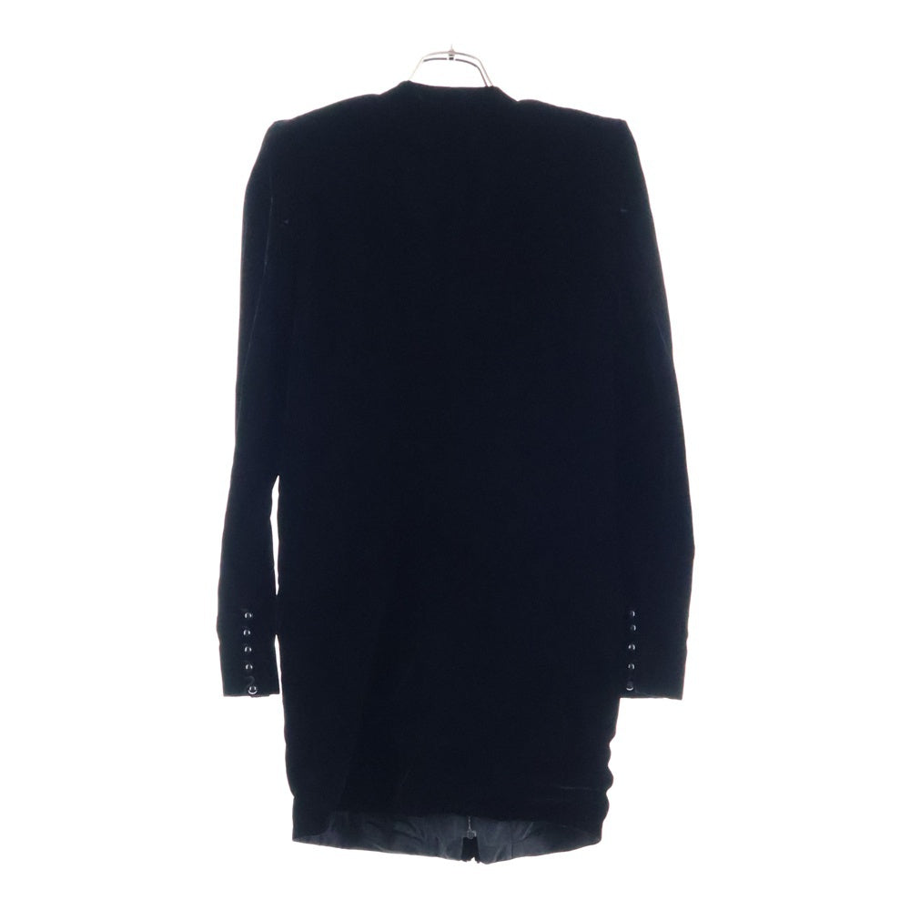 SAINT LAURENT PARIS(サンローランパリ) 17AW ラインストーン ドレープ ベロア ベルベット パワーショルダー ジップアップ ジャケット ブラック レディース 489815