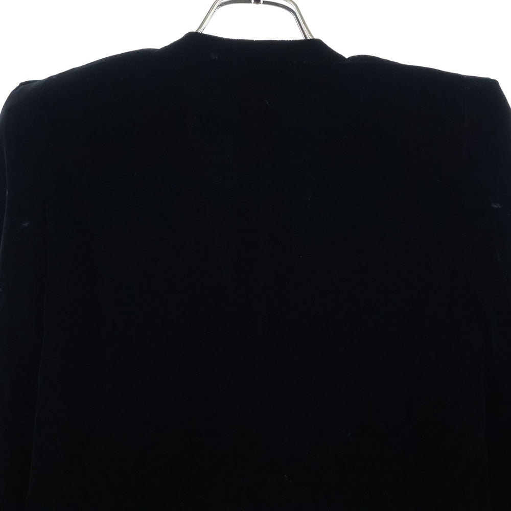 SAINT LAURENT PARIS(サンローランパリ) 17AW ラインストーン ドレープ ベロア ベルベット パワーショルダー ジップアップ ジャケット ブラック レディース 489815