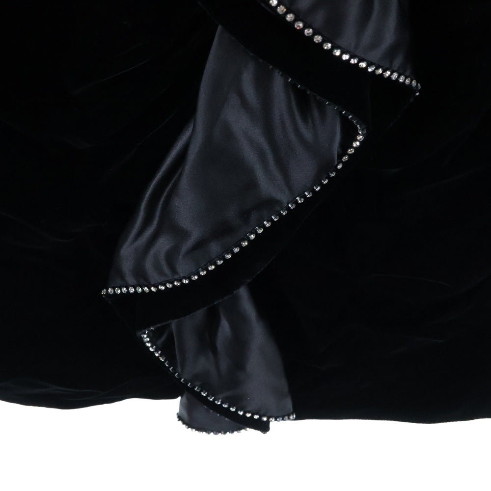 SAINT LAURENT PARIS(サンローランパリ) 17AW ラインストーン ドレープ ベロア ベルベット パワーショルダー ジップアップ ジャケット ブラック レディース 489815