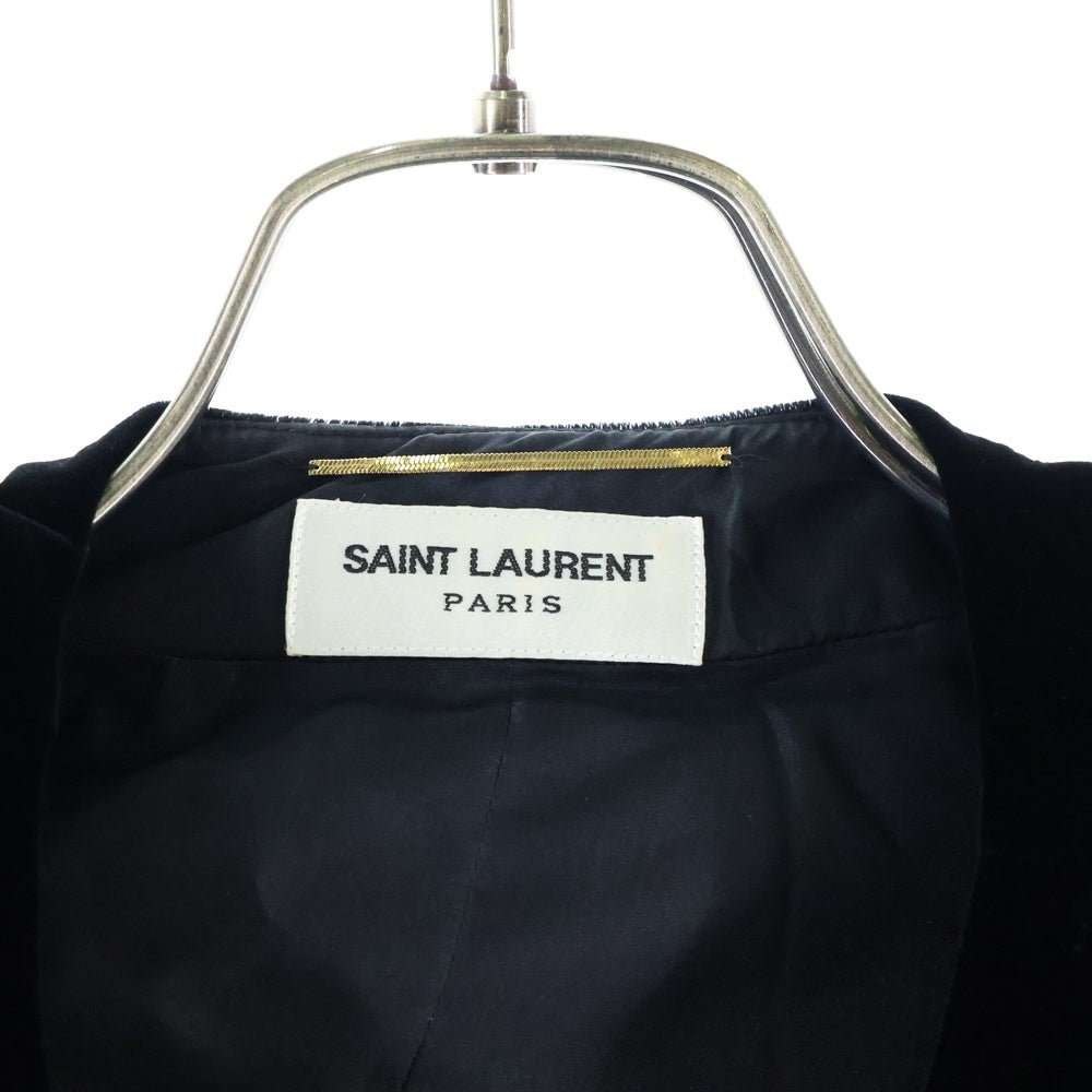 SAINT LAURENT PARIS(サンローランパリ) 17AW ラインストーン ドレープ ベロア ベルベット パワーショルダー ジップアップ ジャケット ブラック レディース 489815