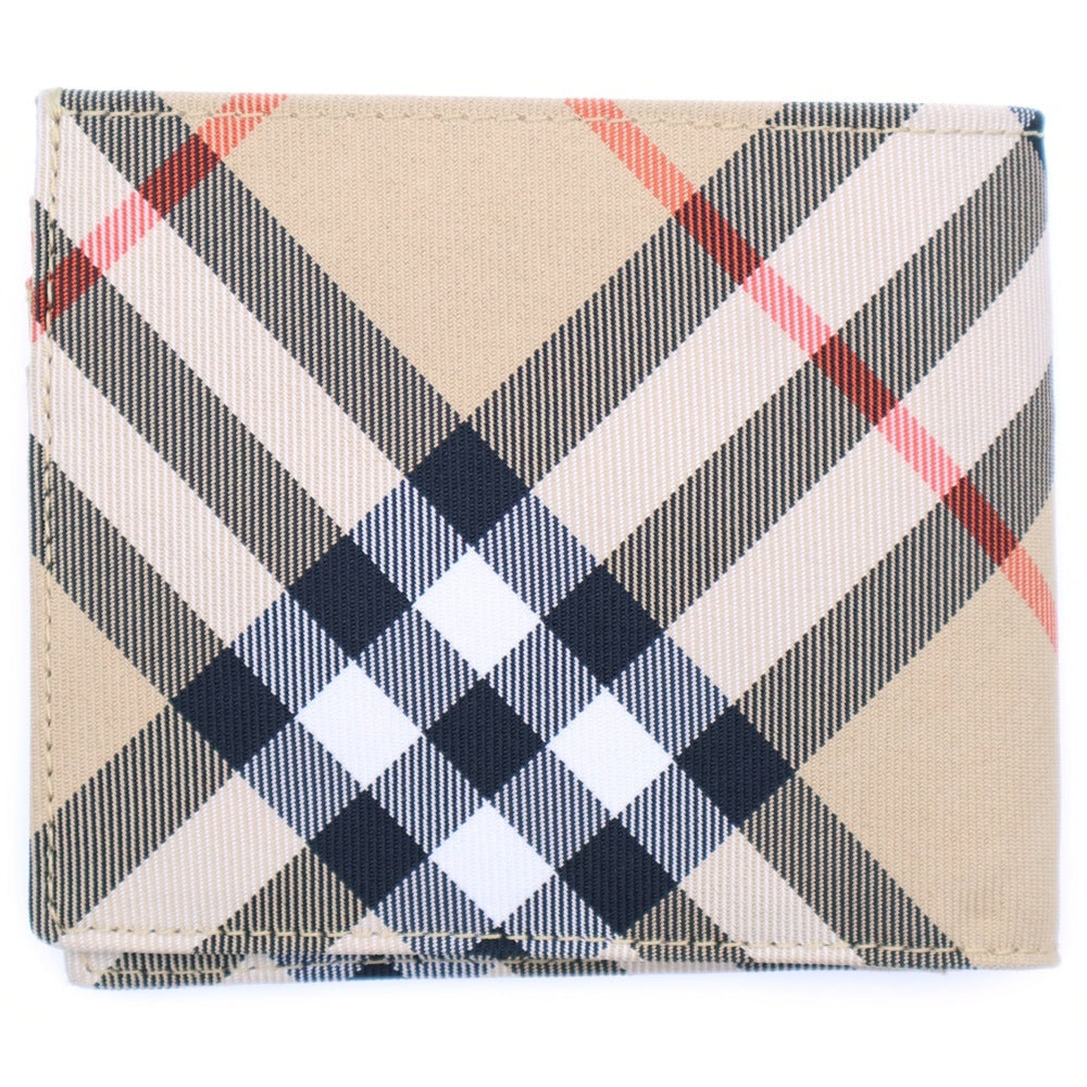 BURBERRY(バーバリー) バイフォールド バーバリーチェック ブラウン キャンバス 二つ折り財布 サンドブラウンマルチ コンパクトウォレット