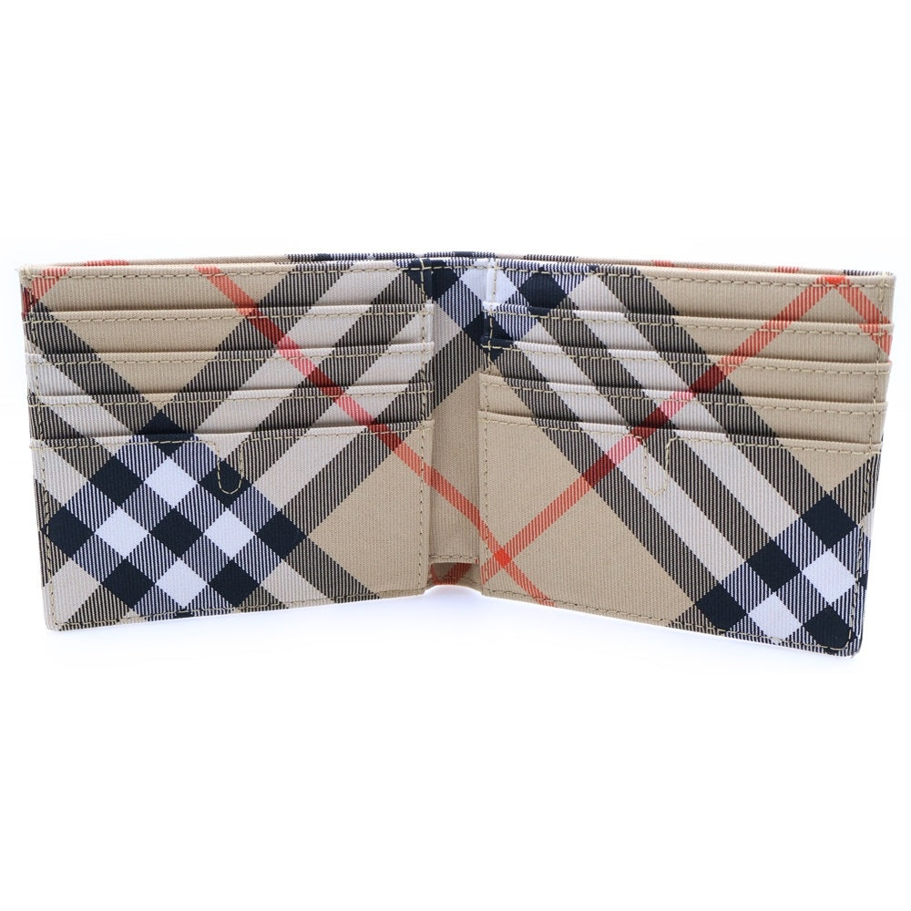 BURBERRY(バーバリー) バイフォールド バーバリーチェック ブラウン キャンバス 二つ折り財布 サンドブラウンマルチ コンパクトウォレット