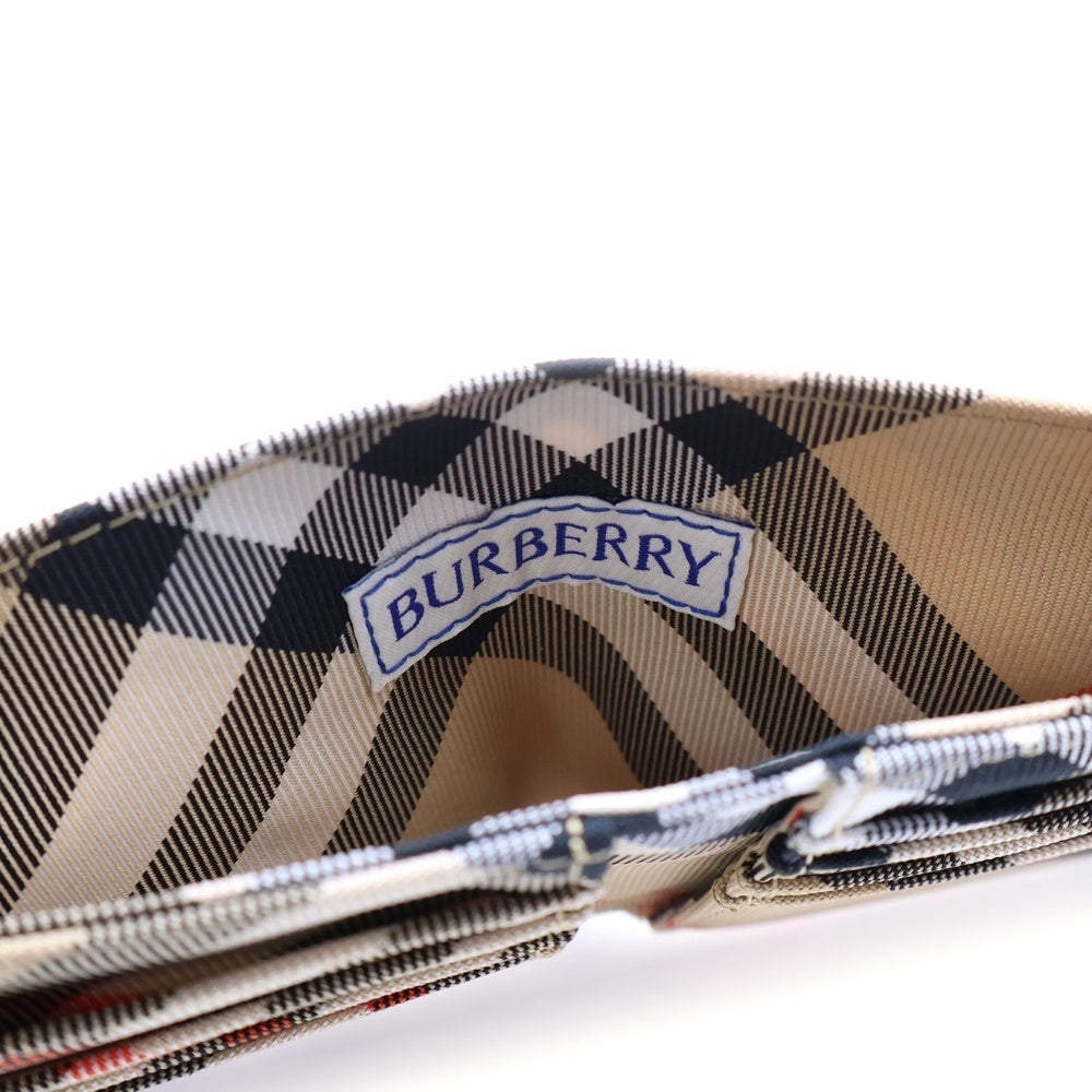 BURBERRY(バーバリー) バイフォールド バーバリーチェック ブラウン キャンバス 二つ折り財布 サンドブラウンマルチ コンパクトウォレット