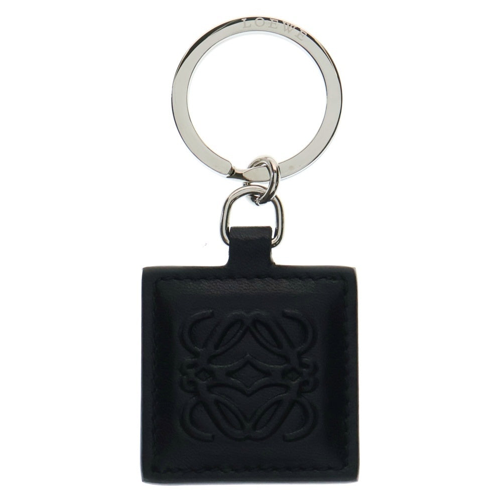LOEWE(ロエベ) アナグラム キーリング キーホルダー ブラック シルバー金具 レザー