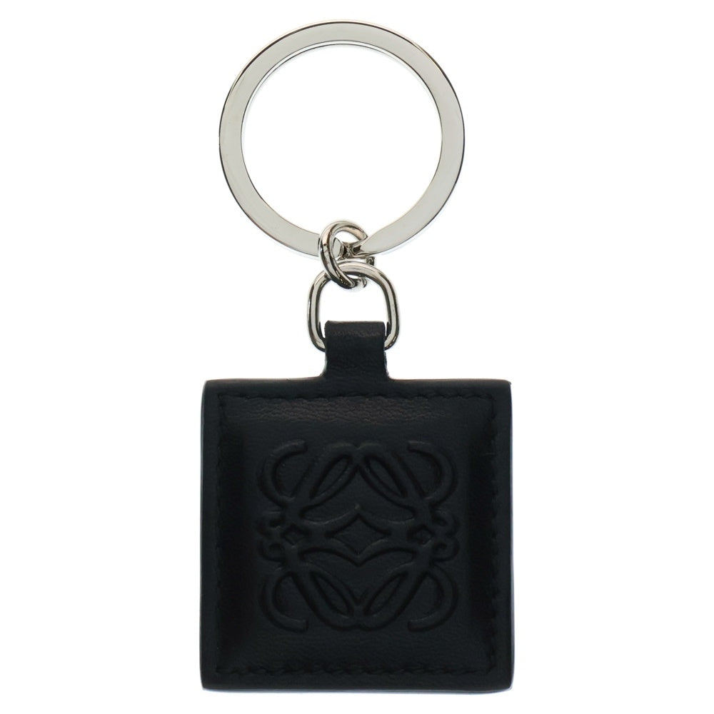 LOEWE(ロエベ) アナグラム キーリング キーホルダー ブラック シルバー金具 レザー