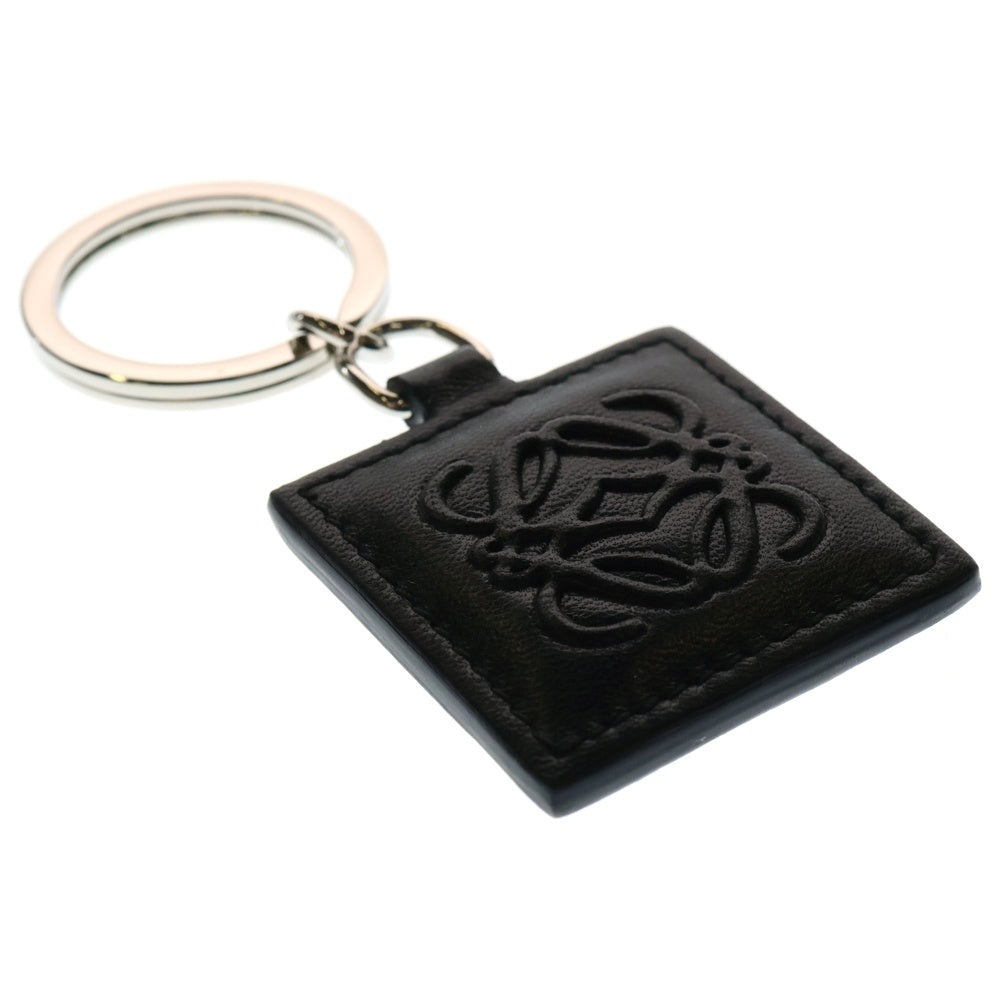 LOEWE(ロエベ) アナグラム キーリング キーホルダー ブラック シルバー金具 レザー