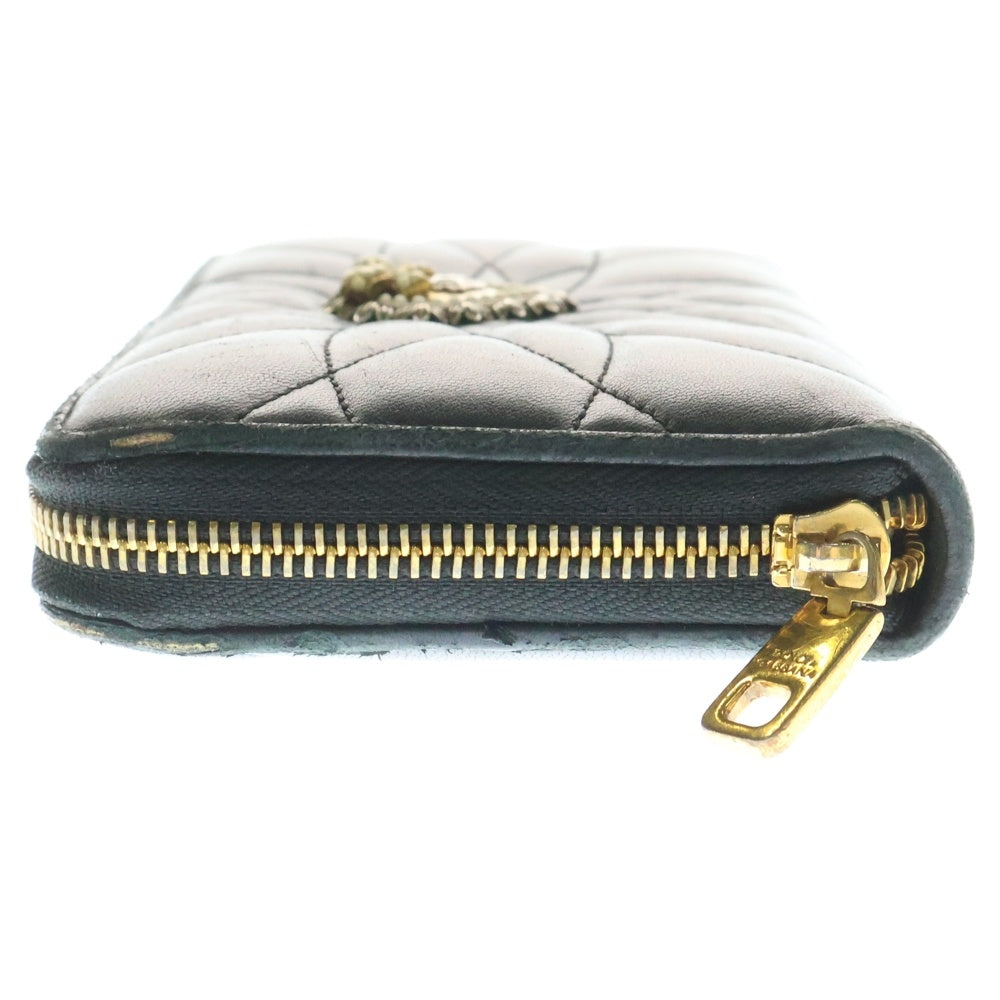DOLCE & GABBANA(ドルチェアンドガッバーナ) ディヴォーション ジップアラウンドウォレット ロングウォレット カードケース ブラック ゴールド金具 レザー