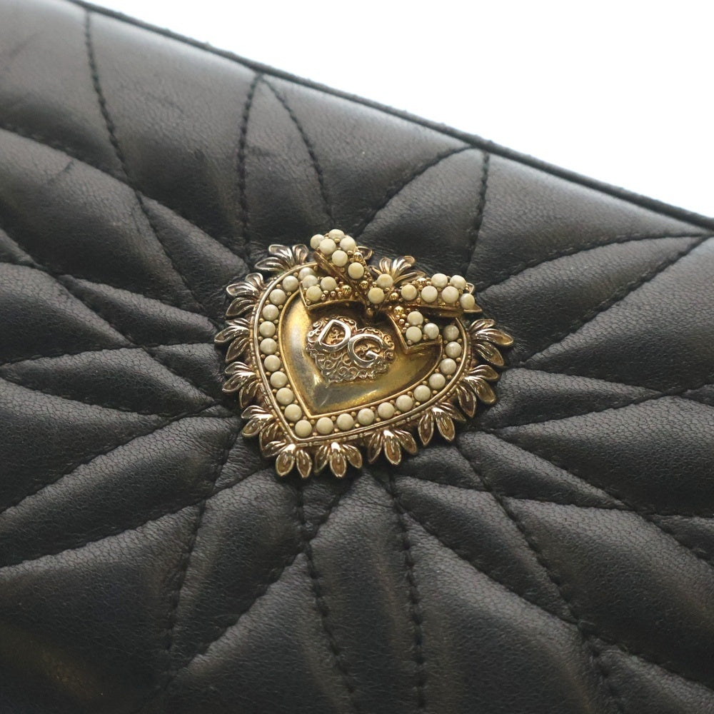 DOLCE & GABBANA(ドルチェアンドガッバーナ) ディヴォーション ジップアラウンドウォレット ロングウォレット カードケース ブラック ゴールド金具 レザー